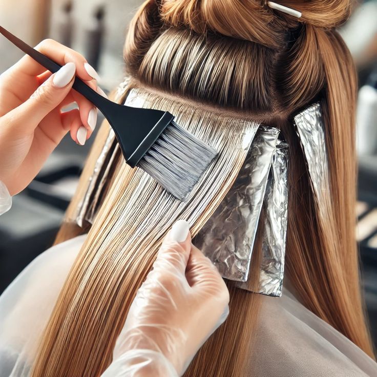 Half Head Foil with Full Head Colour (Long) Without Blowdry