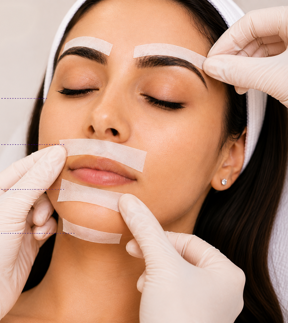 Eyebrows, Upper Lips ,Lower Lips, Chin (Strip Wax) (F)