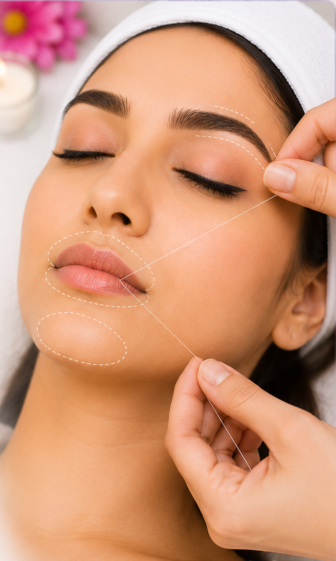 Eyebrows, Upper Lips, Lower Lips, Chin (Threading) (F)